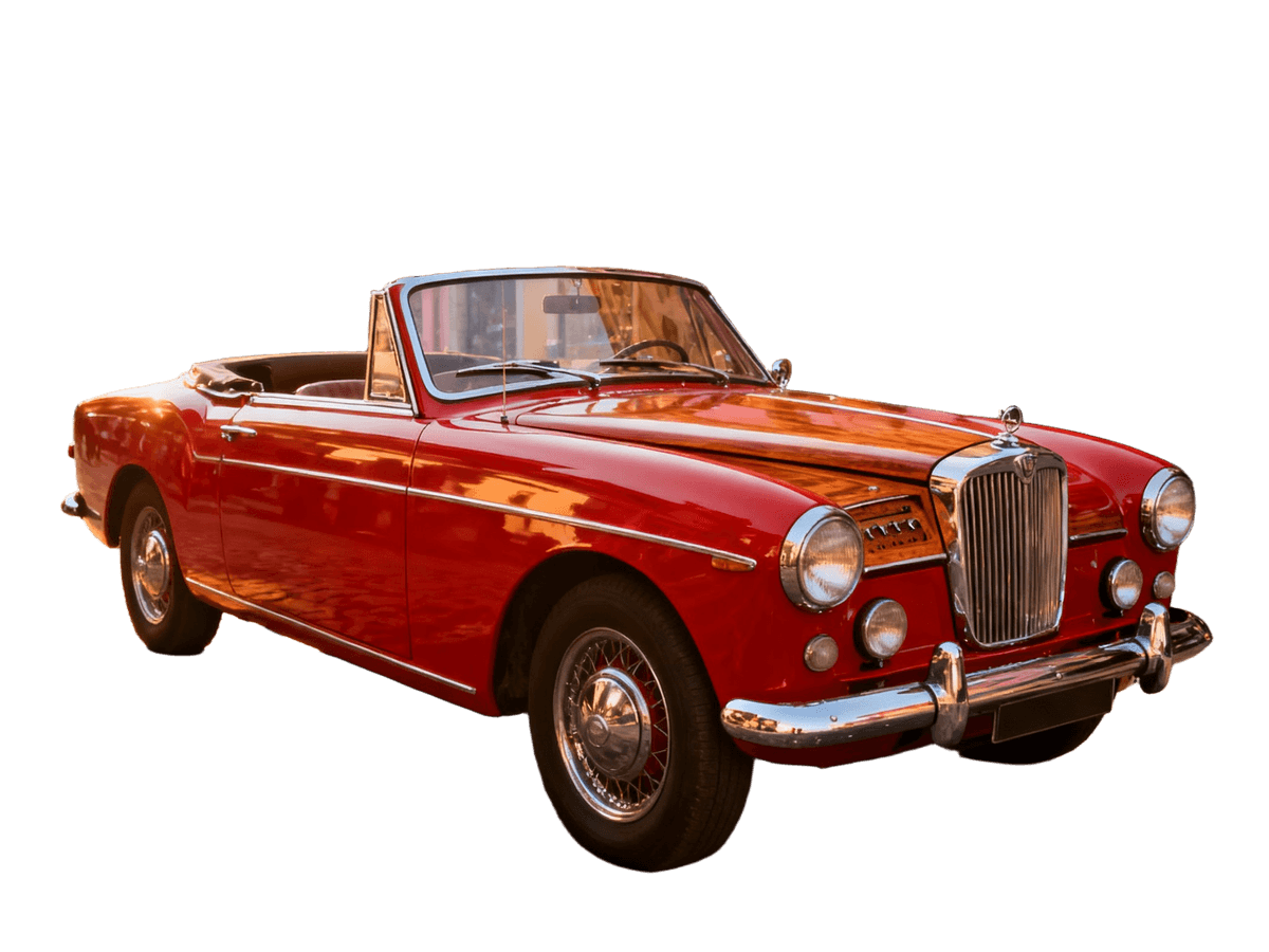 Background remover before and after: a vintage red convertible cut out of a cobblestone street, crisp hard edges — after Background remover before and after: a vintage red convertible cut out of a cobblestone street, crisp hard edges — after